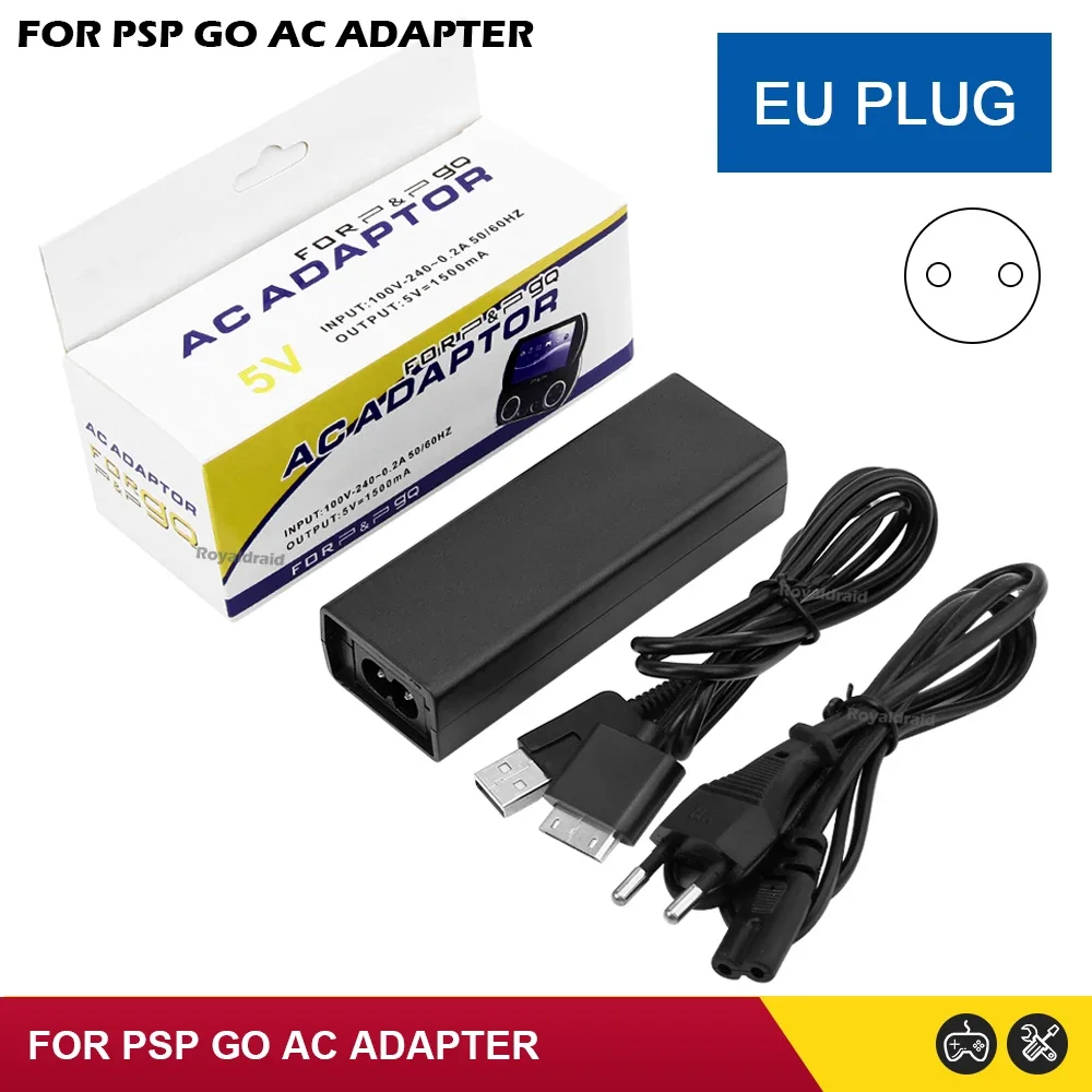 Smps Power Supply - อะแดปเตอร์แปลงไฟแบบเสียบผนัง 5V สำหรับ PSP GO พร้อมสายชาร์จและสายดาต้า
