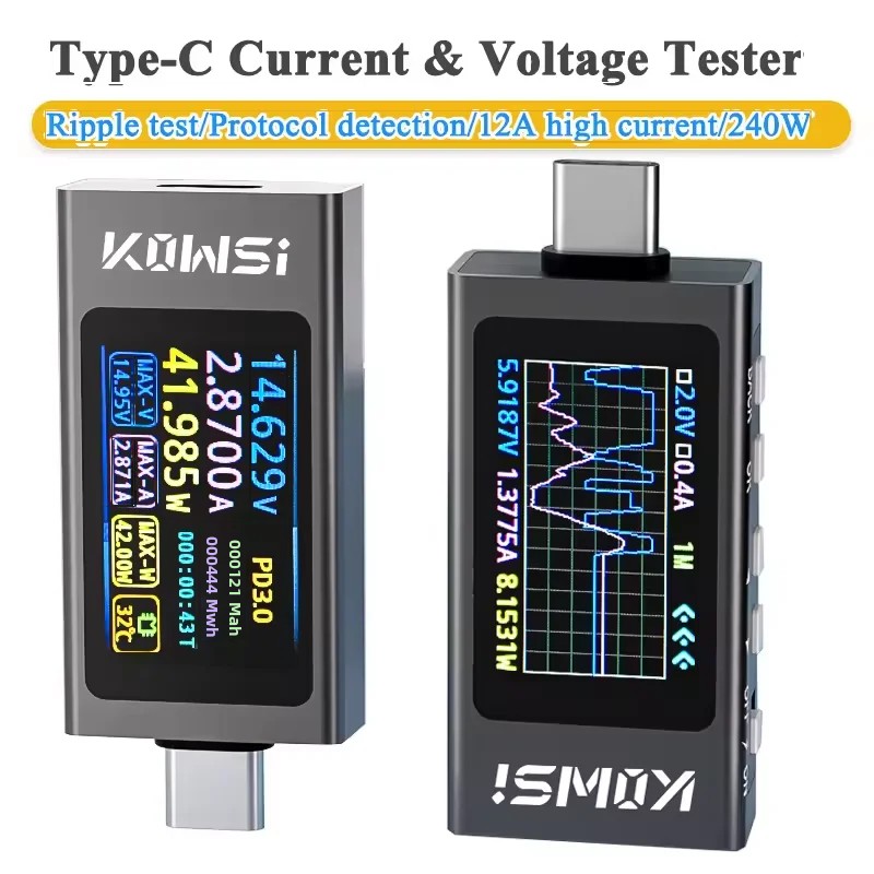 Power Supply Tester - KWS-X1 Type-C Current และแรงดันไฟฟ้า DC 4-30V